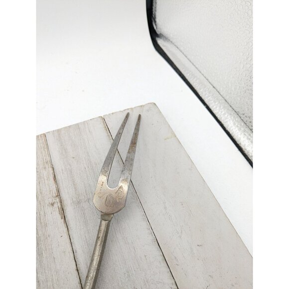 Vintage A&J Solid Meat Utility Fork #1 Wood Handle 12 3/4" - Picture 5 of 8